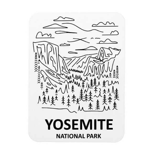 Yosemite National Park Line Art Magnet (Vertical)