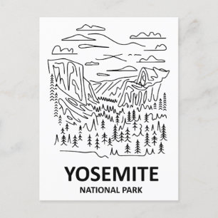 Yosemite National Park Line Art Postcard