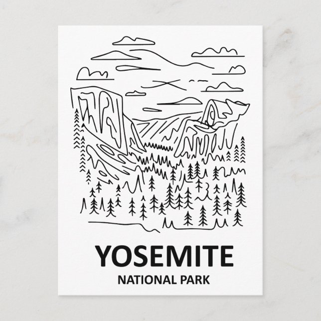 Yosemite National Park Line Art Postcard (Front)