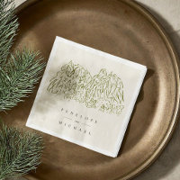 Yosemite National Park Line Art Wedding Napkins