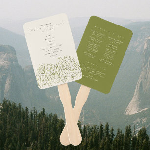 Yosemite National Park Line Art Wedding Program Hand Fan