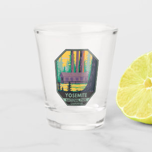 Yosemite National Park Mariposa Grove Cabin Retro Shot Glass