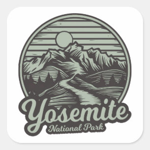 Yosemite National Park Mountain Trail Square Sticker