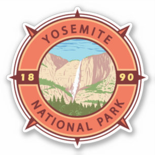 Yosemite National Park Retro Compass Emblem