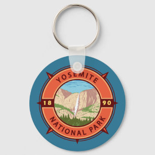 Yosemite National Park Retro Compass Emblem Keychain