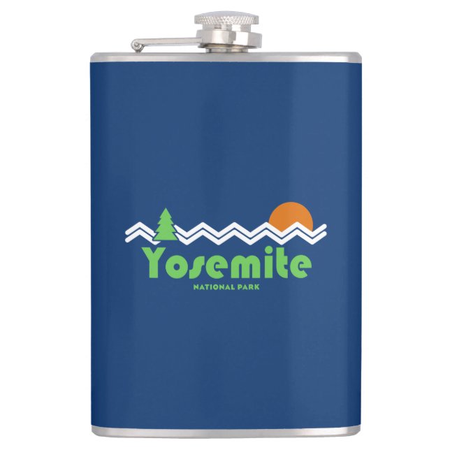 Yosemite National Park Retro Hip Flask (Front)