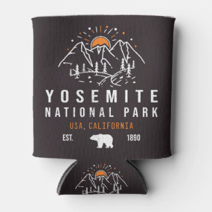 Yosemite National Park Retro Sunset Mountain Can Cooler