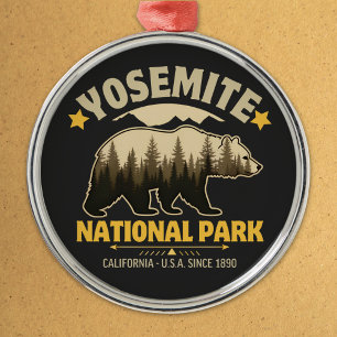 Yosemite National Park Rustic Bear Metal Ornament