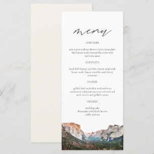 YOSEMITE National Park Skyline Watercolor Wedding  Menu