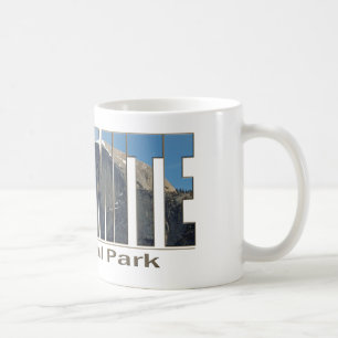Yosemite National Park Text with Half Dome Coffee Mug