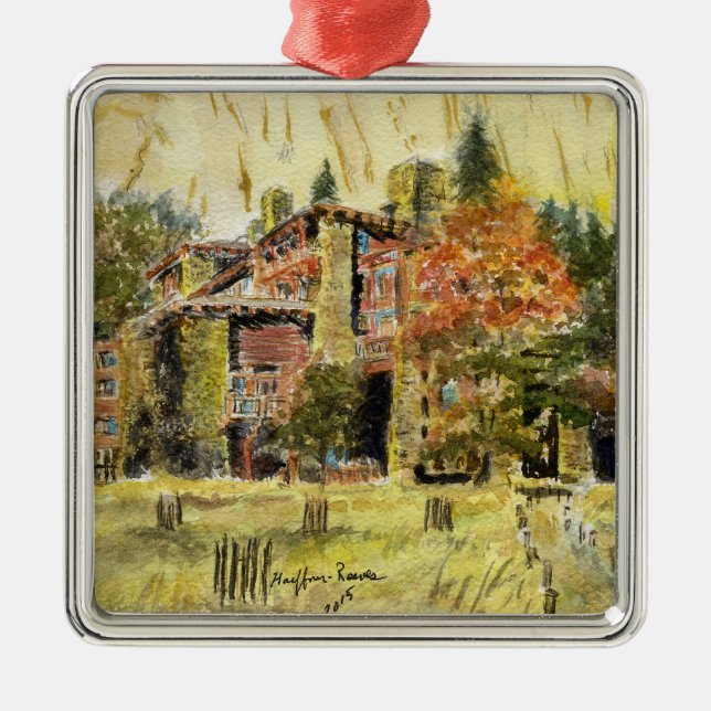 Yosemite National Park:  The Ahwahnee Hotel Metal Ornament (Front)