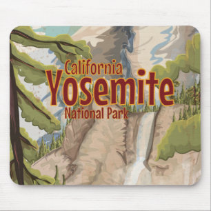 Yosemite National Park Travel Poster Mouse Pad