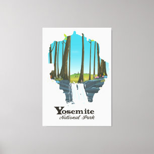 Yosemite National Park USA Map Canvas Print