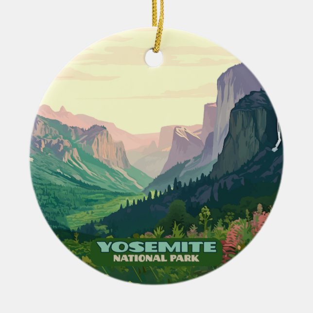 Yosemite National Park Valley Half Dome Ceramic Ornament (Front)