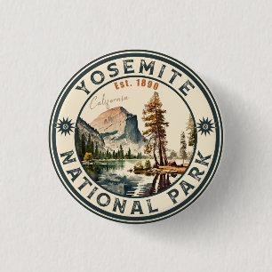 Yosemite National Park Vintage Mountain Souvenirs 1 Inch Round Button
