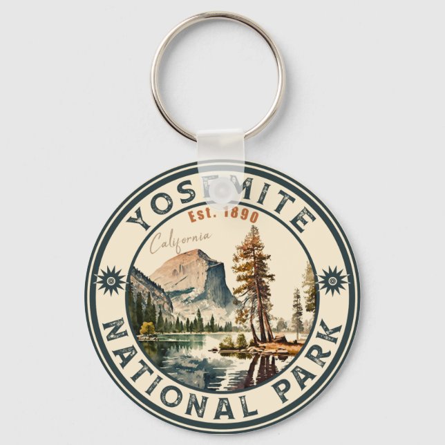 Yosemite National Park Vintage Mountain Souvenirs Keychain (Front)