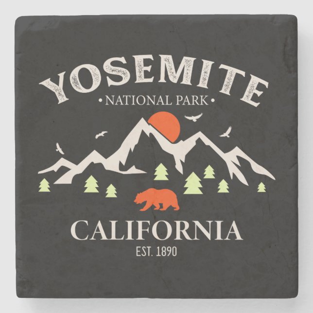 Yosemite National Park Vintage Mountain Souvenirs Stone Coaster (Front)