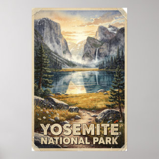 Yosemite National Park Vintage Travel Poster