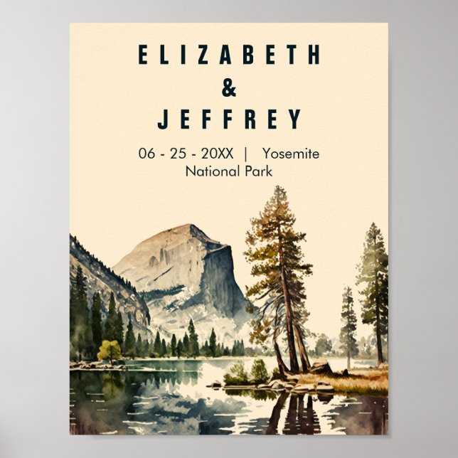 Yosemite National Park watercolor Half Dome Poster (Front)