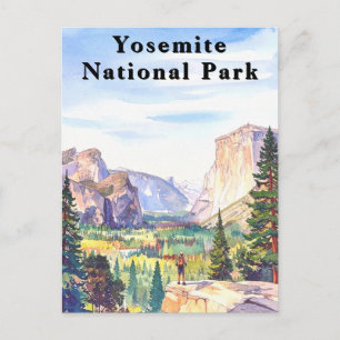 Yosemite National Park Watercolor Mountain Postcard