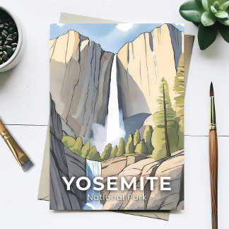 Yosemite National Park | Watercolor Travel Postcard