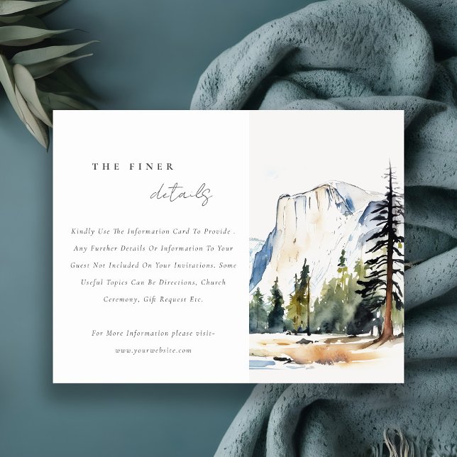 Yosemite National Park Watercolor Wedding Details Enclosure Card (Creator Uploaded)