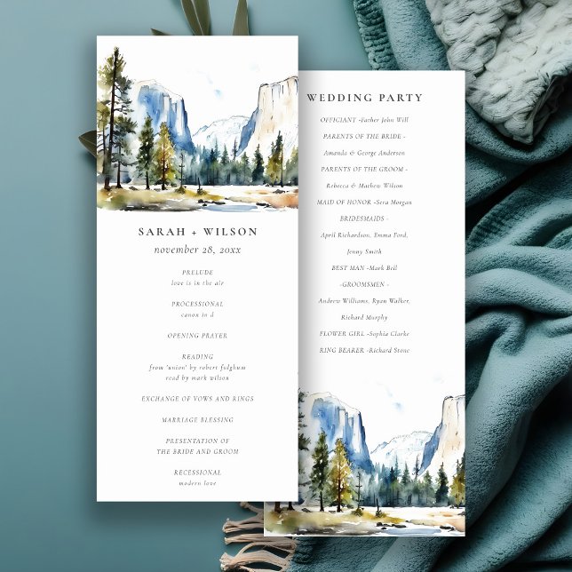 Yosemite National Park Watercolor Wedding Program (Creator Uploaded)