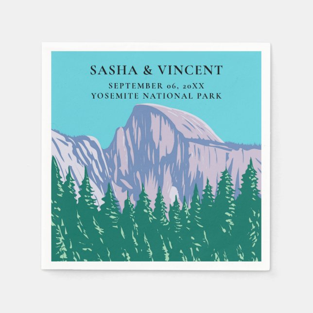 Yosemite National Park Wedding Retro Napkin (Front)