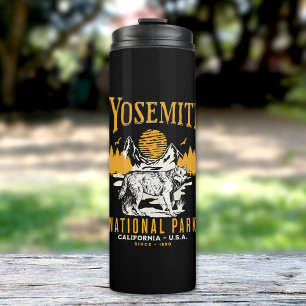 Yosemite National Park Wildlands with Vintage Wolf Thermal Tumbler