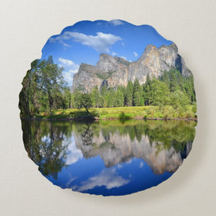 Yosemite Reflection Round Pillow