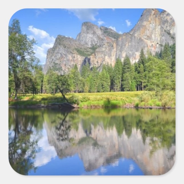 Yosemite Reflection Square Sticker (Front)