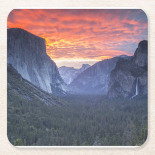 Yosemite Tunnel View Square Paper Coaster