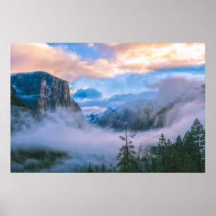 Yosemite Tunnel View with Fog Poster