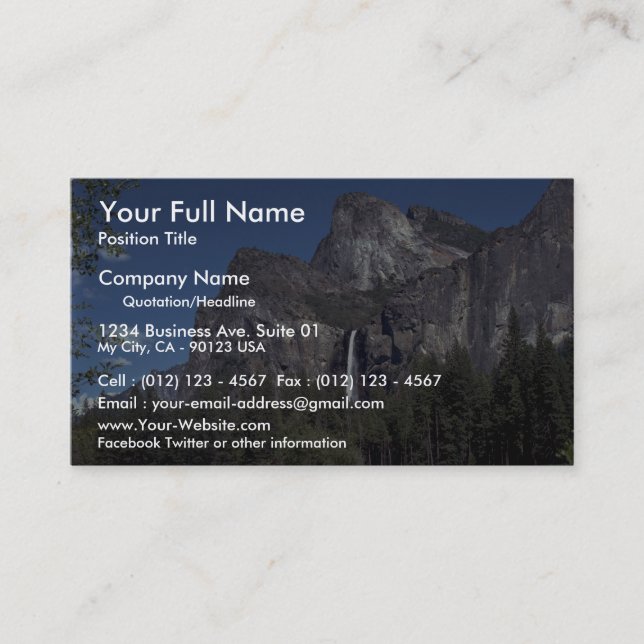 Yosemite Valley Falls, USA Business Card (Front)
