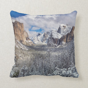 Yosemite Valley in Snow Throw Pillow