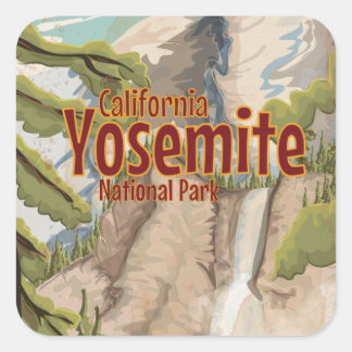 Yosemite Vintage Poster Square Sticker