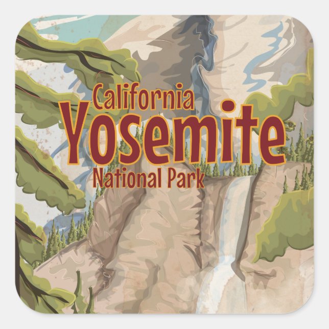 Yosemite Vintage Poster Square Sticker (Front)