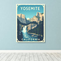 Yosemite Waterfall California Vintage Retro
