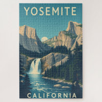 Yosemite Waterfall California Vintage Retro
