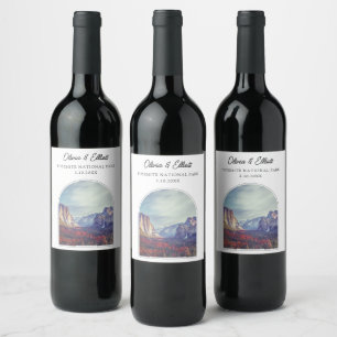 Yosemite Wedding Favour Personalized Wine Label