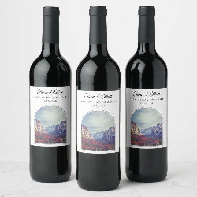 Yosemite Wedding Favour Personalized Wine Label (Bottles)