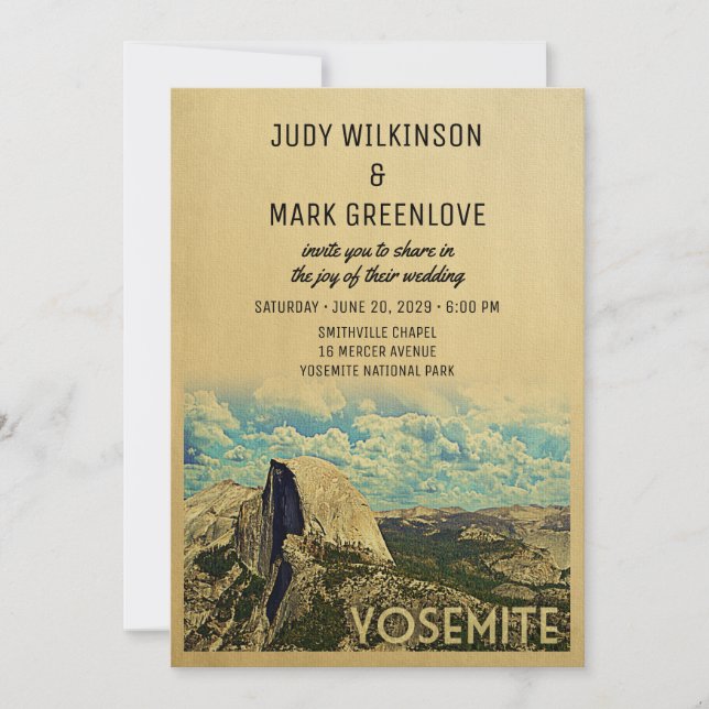 Yosemite Wedding Invitation Vintage National Park (Front)