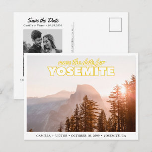Yosemite Wedding Save the Date Retro Postcard