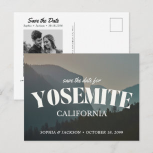 Yosemite Wedding Save the Date Retro Postcard
