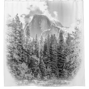 Yosemite's Half Dome in Winter, Black and White
