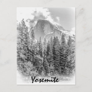Yosemite's Half Dome in Winter with Yosemite Text Postcard