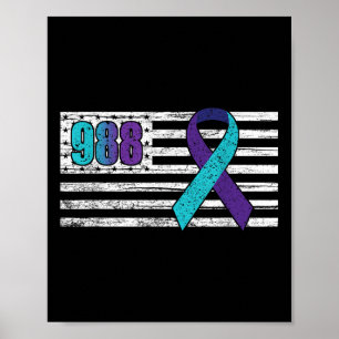 You 988 Suicide Prevention Awareness Ribbon Poster
