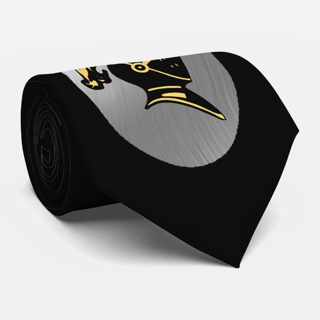 YOU ADD PHOTO OR TEXT-TIE.-BLACK KNIGHT TIE (Rolled)