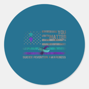 You American Flag Suicide Prevention Awareness Classic Round Sticker
