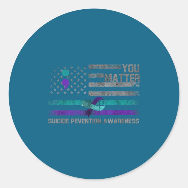 You American Flag Suicide Prevention Awareness  Classic Round Sticker (Front)